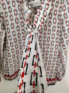 Patterned Tie-Neck Top - 38 Size