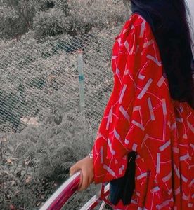 Red Printed Maxi Dress Kaftan Style