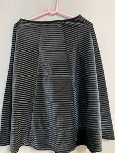 Chic Striped Velvet A-Line Skirt