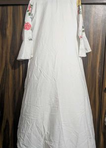 Floral Print White Kurta