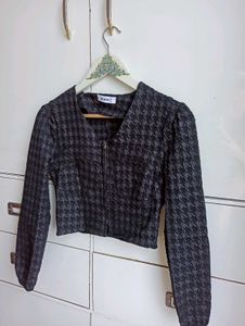 Houndstooth Cropped Jacket