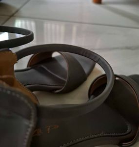 Gray Ankle Strap Block Heels