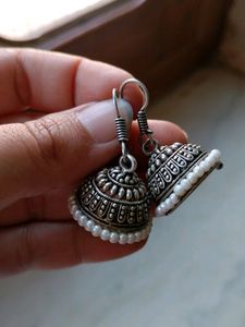 Silver Oxidised Jhumki