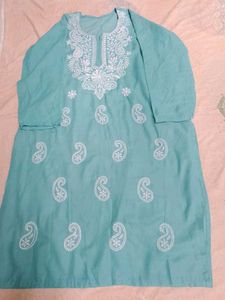 Aqua Chikankari Kurti