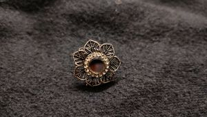 Silver Oxidised Flower Mirror Ring
