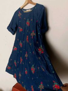 Floral Denim Dress - Size M