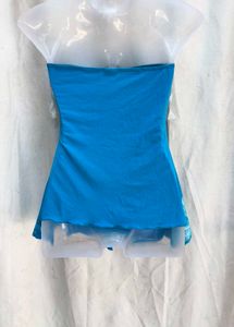 3881.Y2k  Blue Floral Tube Top