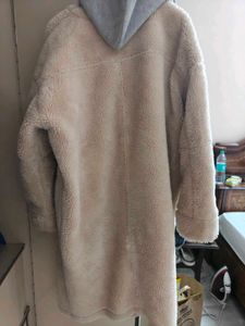 Beige Hooded Teddy Coat- Zipper missing