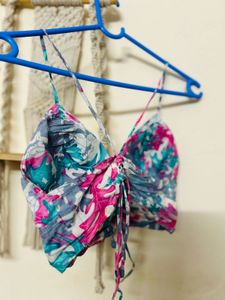 Floral Print Bralette Top - Adjustable