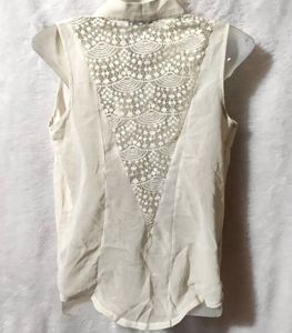 White Top With Lace Detail Back