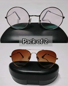 Sunglasses - Round and Aviator Frames Pack Of 2
