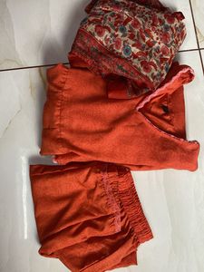 Orange 3 peice Kurta Set