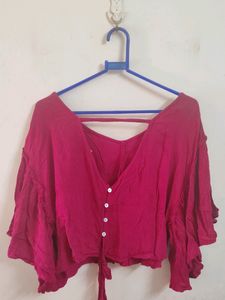 Red Crop Top With Knot