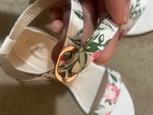 White Floral Heels