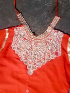 Elegant Orange Embellished Kurti