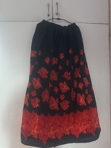 Floral Black Midi Skirt