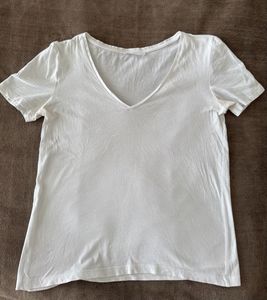 Mango White V-Neck Tshirt