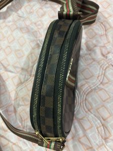 2 Set Of Sling Bags - Brown Patterned Crossbody Ba
