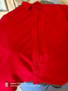 42-44&#34; Red Velvet Casual Shirt ( Twice Used)