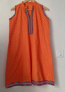 Orange Embroidered Kurti