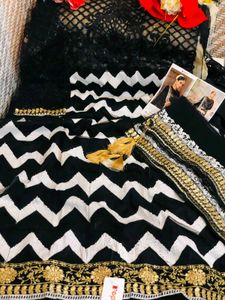 Maria B Style Black &amp; White Embroidered Gown