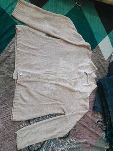 Beige Button-Down Cardigan
