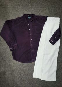 Burgundy Corduroy Button-Down Shirt &amp; Pant