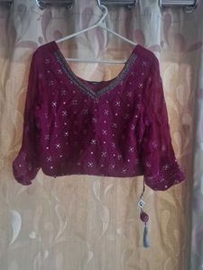 Maroon Embellished Blouse