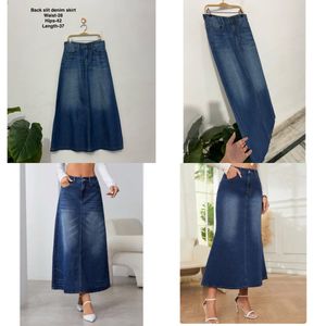 Back Slit Denim Skirt