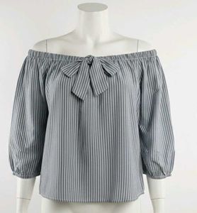 Striped Off-Shoulder Top 🖤