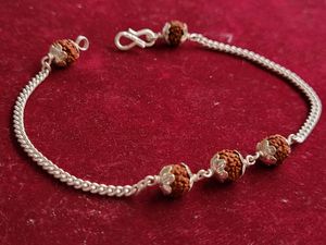 Silver Rudraksh Trendy Rakhi / Bracelet