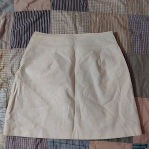 Cream Mini Skirt with Pockets
