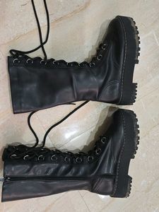 H&amp;M Black Chunky Lace Boots
