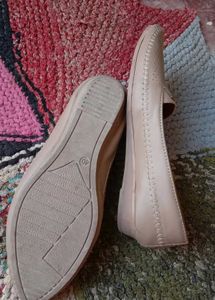 Beige Perforated Slip-On Loafers