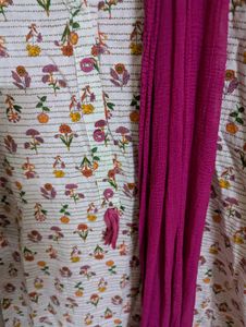 Floral Print Kurti with Dupatta