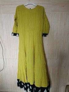 Lime Green Anarkali Dress For Women