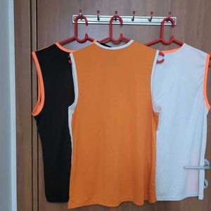 Set Of 3 Sleeveless Gym T-Shirts Size L