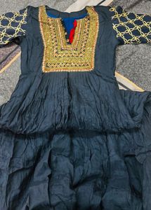 Elegant Embroidered Blue Gown