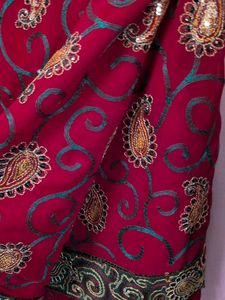 New Elegant Maroon Embroidered Saree
