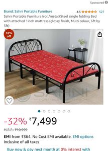 Portable Single Bed With Attached  Mattress