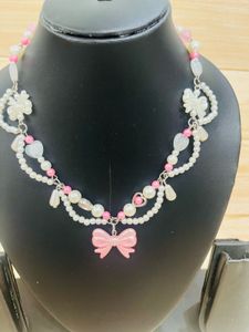 Cute Pink Bow Necklace