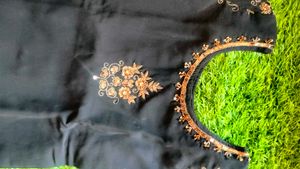 Girls' Black Embroidered Dress