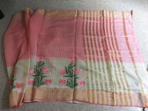 Elegant Pink Embroidered Saree