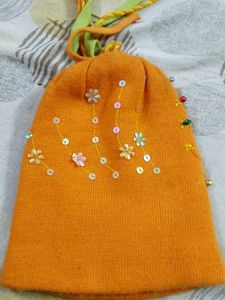 Handmade Reversible Orange & Pink Baby Cap