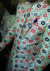 Floral Sherwani with Brooch