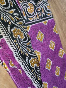 Purple &amp; Gold Patterned Saree