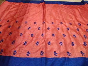Handcrafted Pink Embroidered  Saree