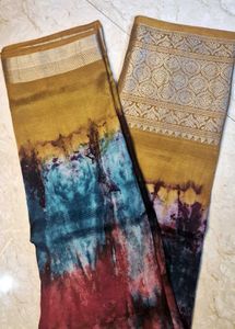 Elegant Mustard &amp; Navy Saree