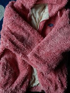 Cute Pink Fuzzy Hooded Jacket