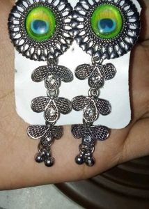 Peacock Feather Dangle Earrings